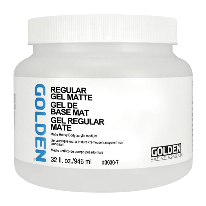 GOLDEN Regular Gel Matte, 32 fl. oz. Jar, Professional Acrylic Gel Medium, Semi-Transparent - Image 1